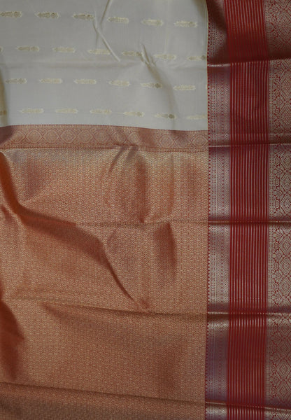 Semi Silk Saree-Cream with Contrast Zari Border