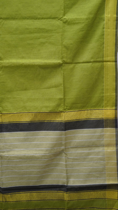 Maheswari Cotton Saree Plain- Green