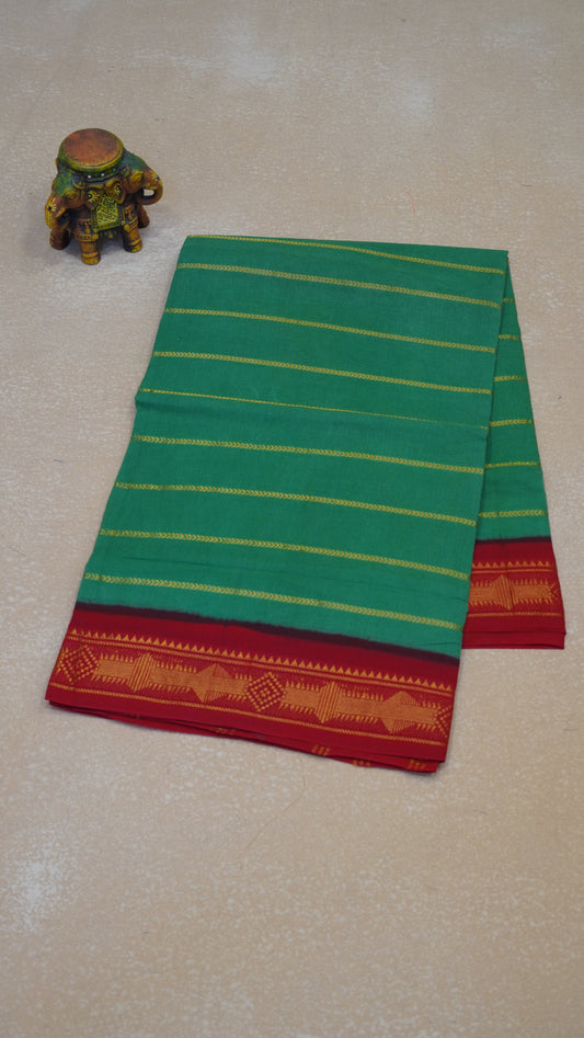 Sungudi Cotton Saree Checks Veldhari-Green