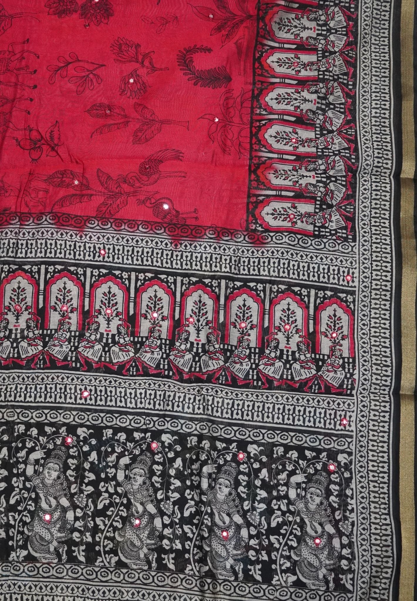 Malai Cotton Saree - Dark Pink