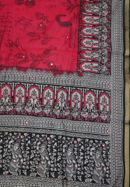 Malai Cotton Saree - Dark Pink