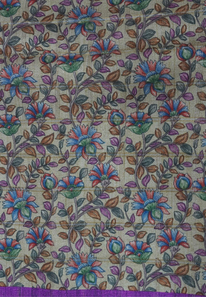 Semi Tussar Saree-Dark Purple