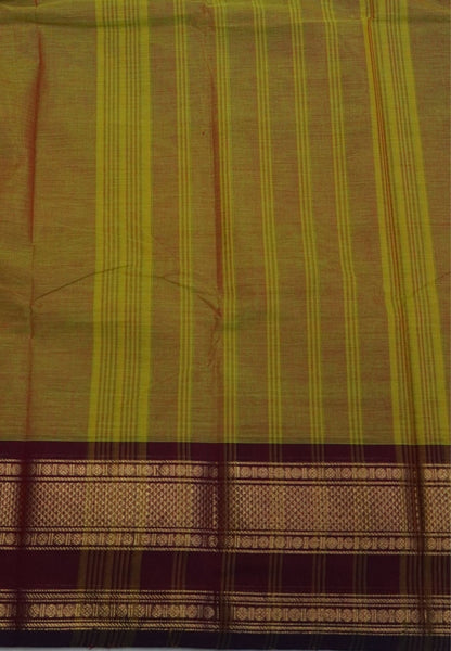 Chettinadu Cotton Saree-Manthulir Green with Contrast Big Border