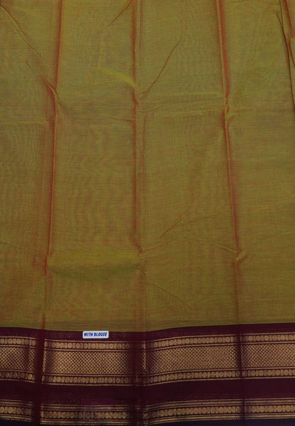 Chettinadu Cotton Saree-Manthulir Green with Contrast Big Border