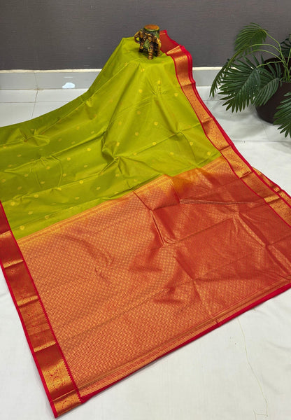 Budget Kanchipuram Saree-Light Green with Contrast Border