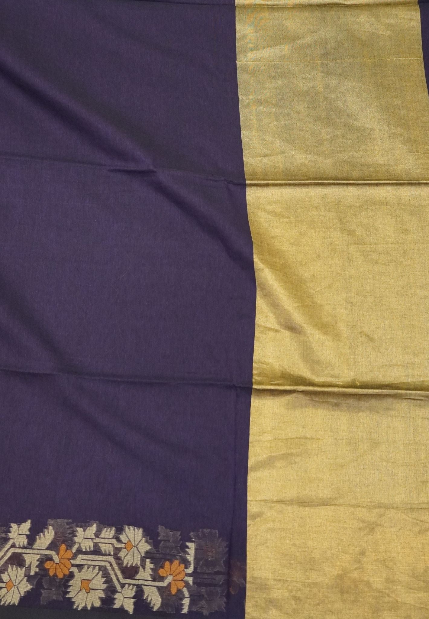 Handloom Cotton Saree-Purple Paithani Border