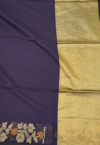 Handloom Cotton Saree-Purple Paithani Border