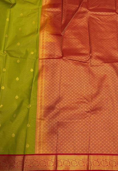 Budget Kanchipuram Saree-Light Green with Contrast Border