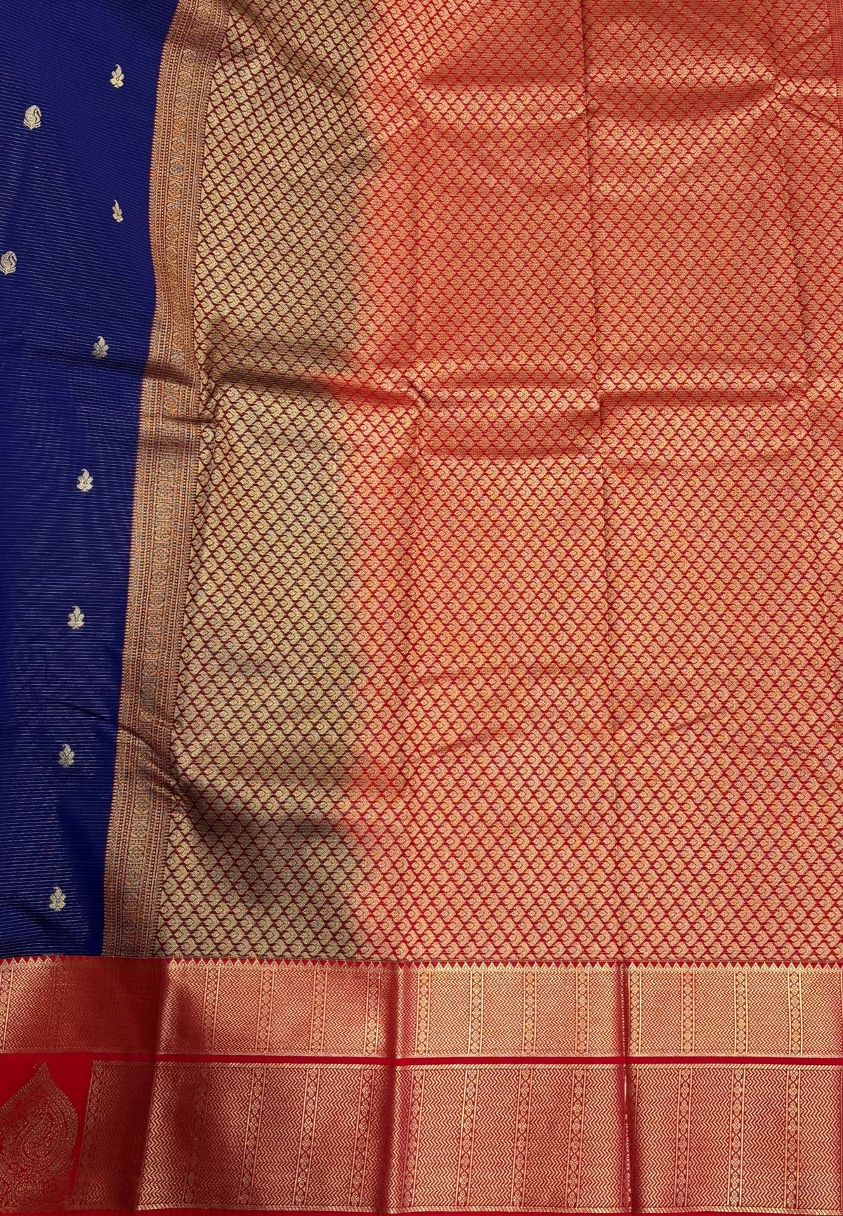 Budget Kanchipuram Saree-Blue with Contrast Border