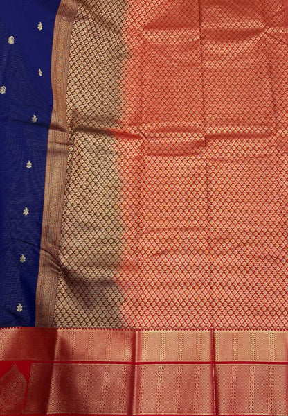 Budget Kanchipuram Saree-Blue with Contrast Border