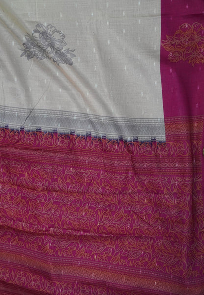 Semi Tussar Saree-Off-white with Mini Zari Dots