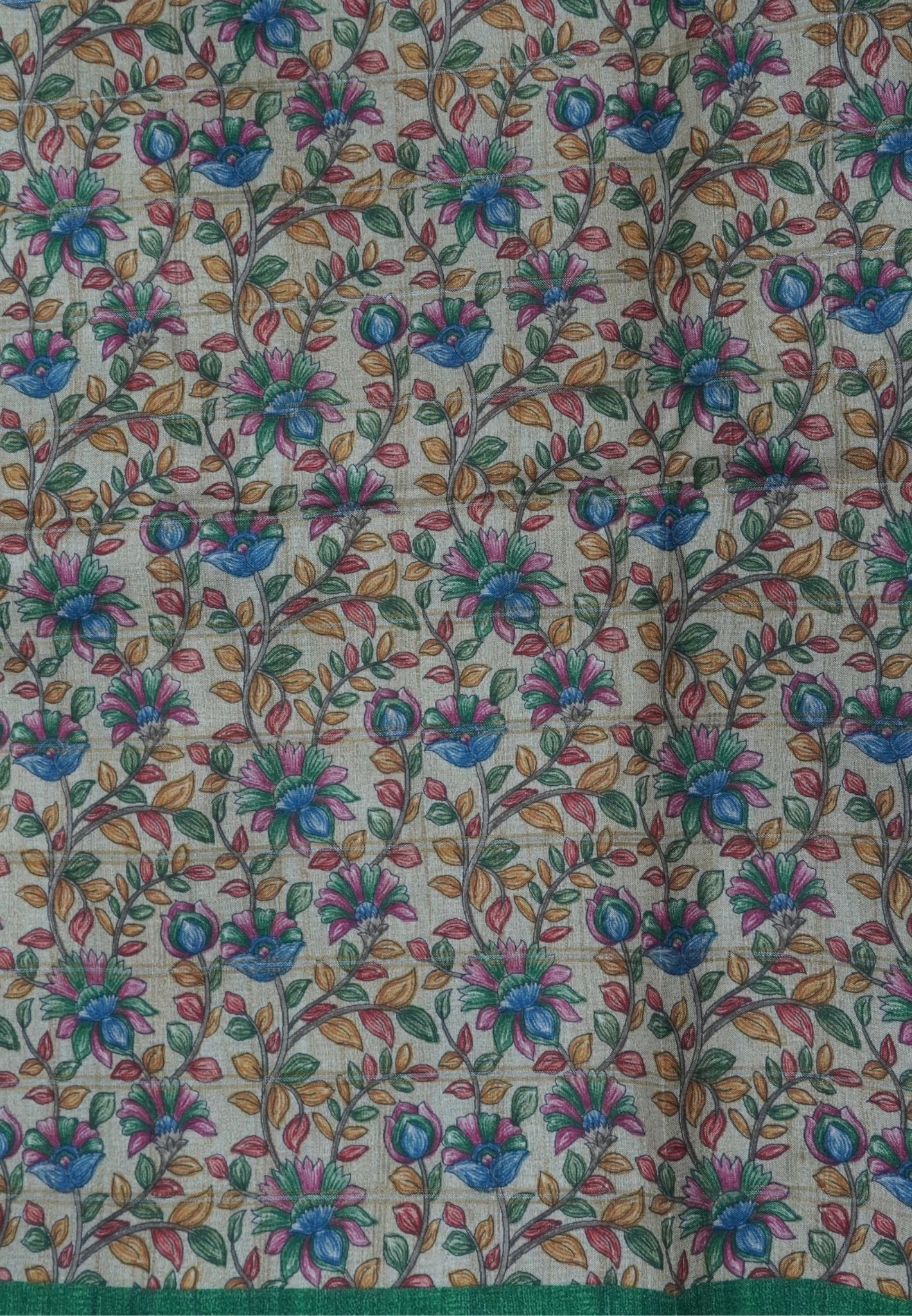 Semi Tussar Saree-Green