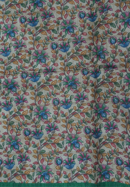 Semi Tussar Saree-Green