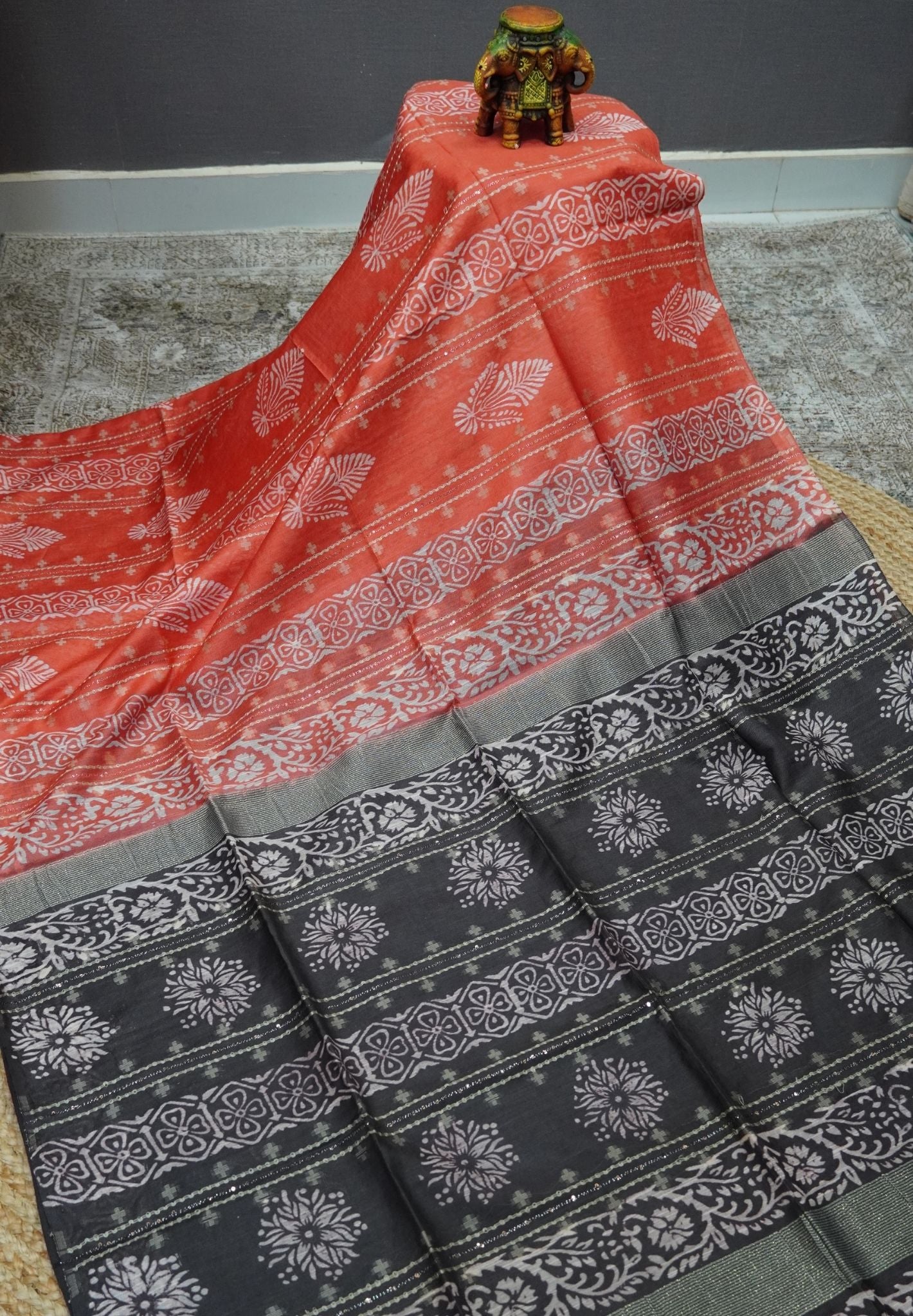 Bhagalpur Cotton Saree-Pale Orange