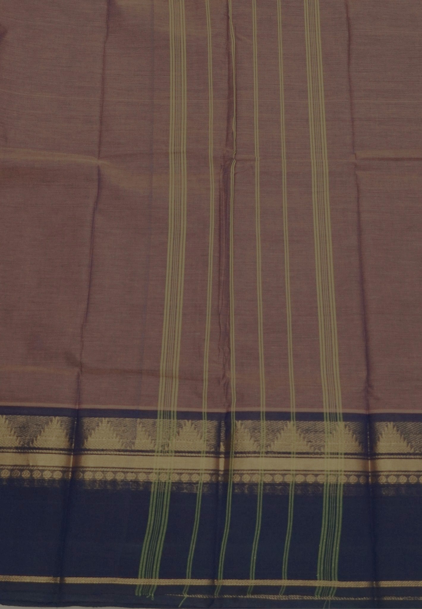 Chettinadu Cotton Saree-Brown with Contrast Gap Border