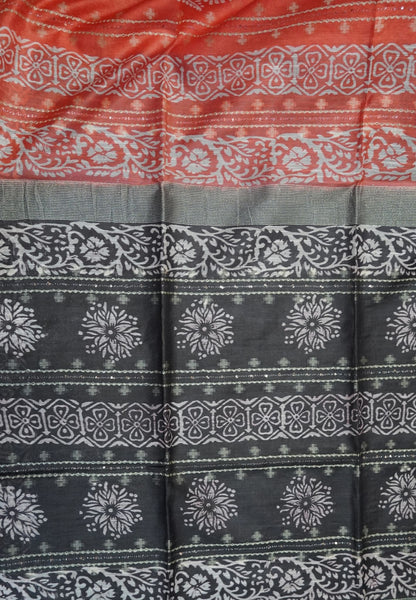 Bhagalpur Cotton Saree-Pale Orange