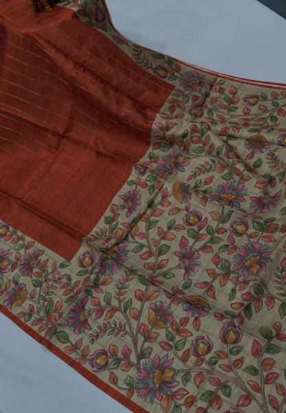 Semi Tussar Saree-Honey
