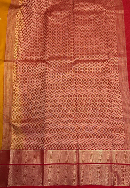 Budget Kanchipuram Saree-Yellow with Contrast Border