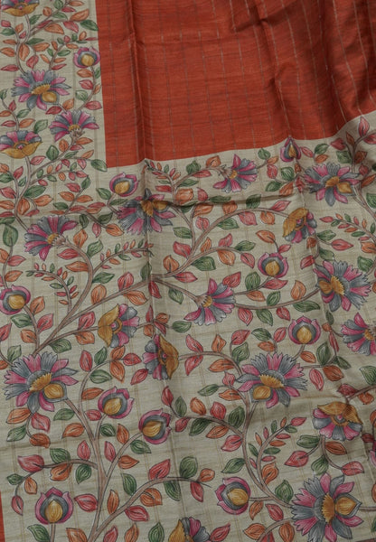 Semi Tussar Saree-Honey