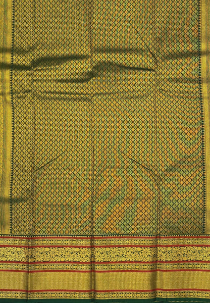Budget Kanchipuram Saree-Sandal In Floral Zari Panel With Contrast Border