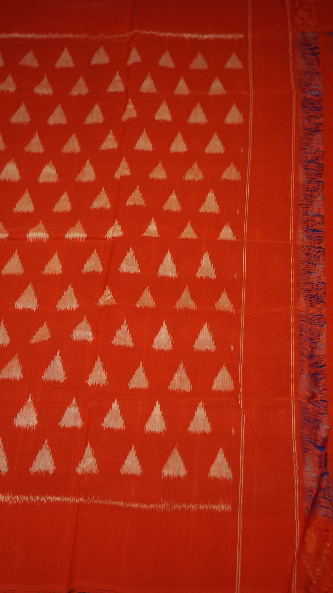 Pochampally Cotton double Ikkat Saree Blue - Red