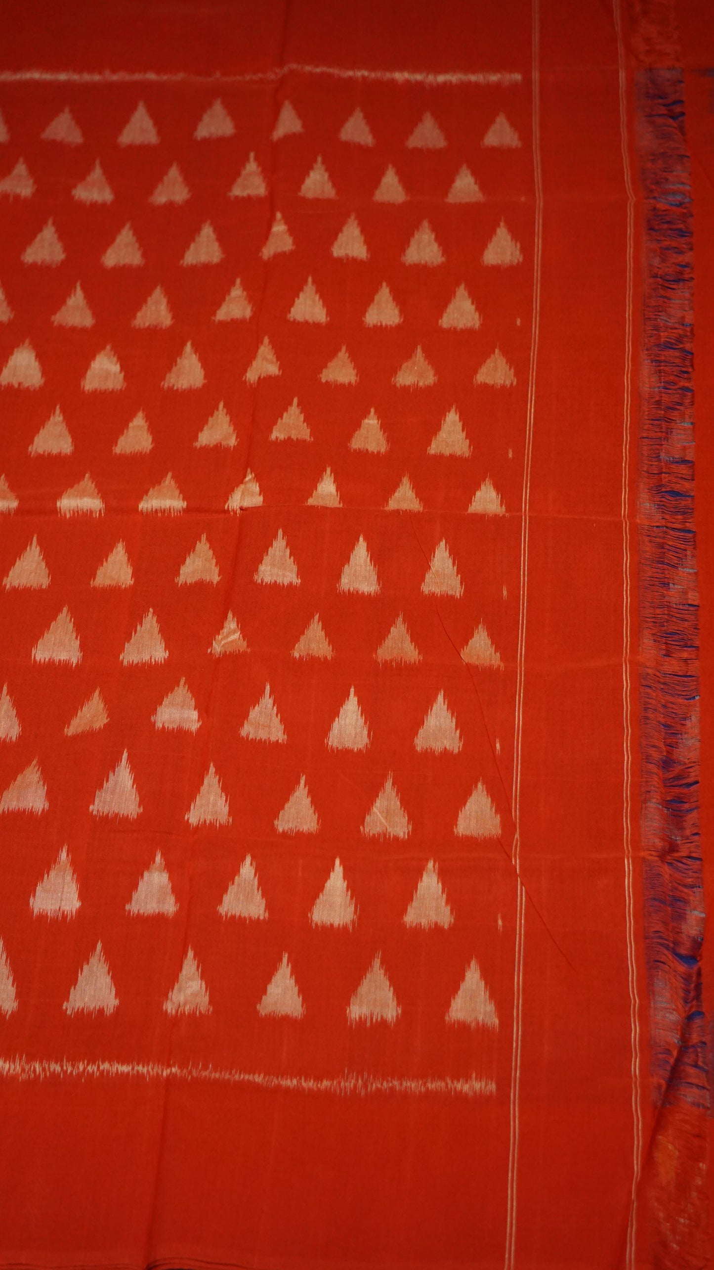 Pochampally Cotton double Ikkat Saree Blue - Red