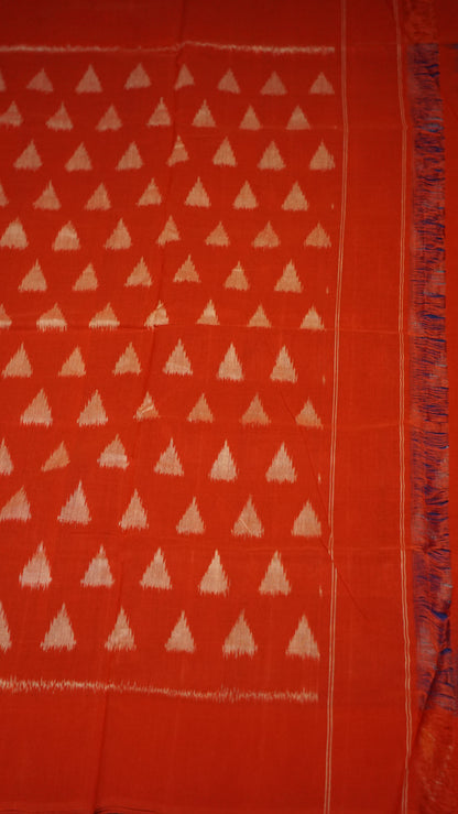 Pochampally Cotton double Ikkat Saree Blue - Red