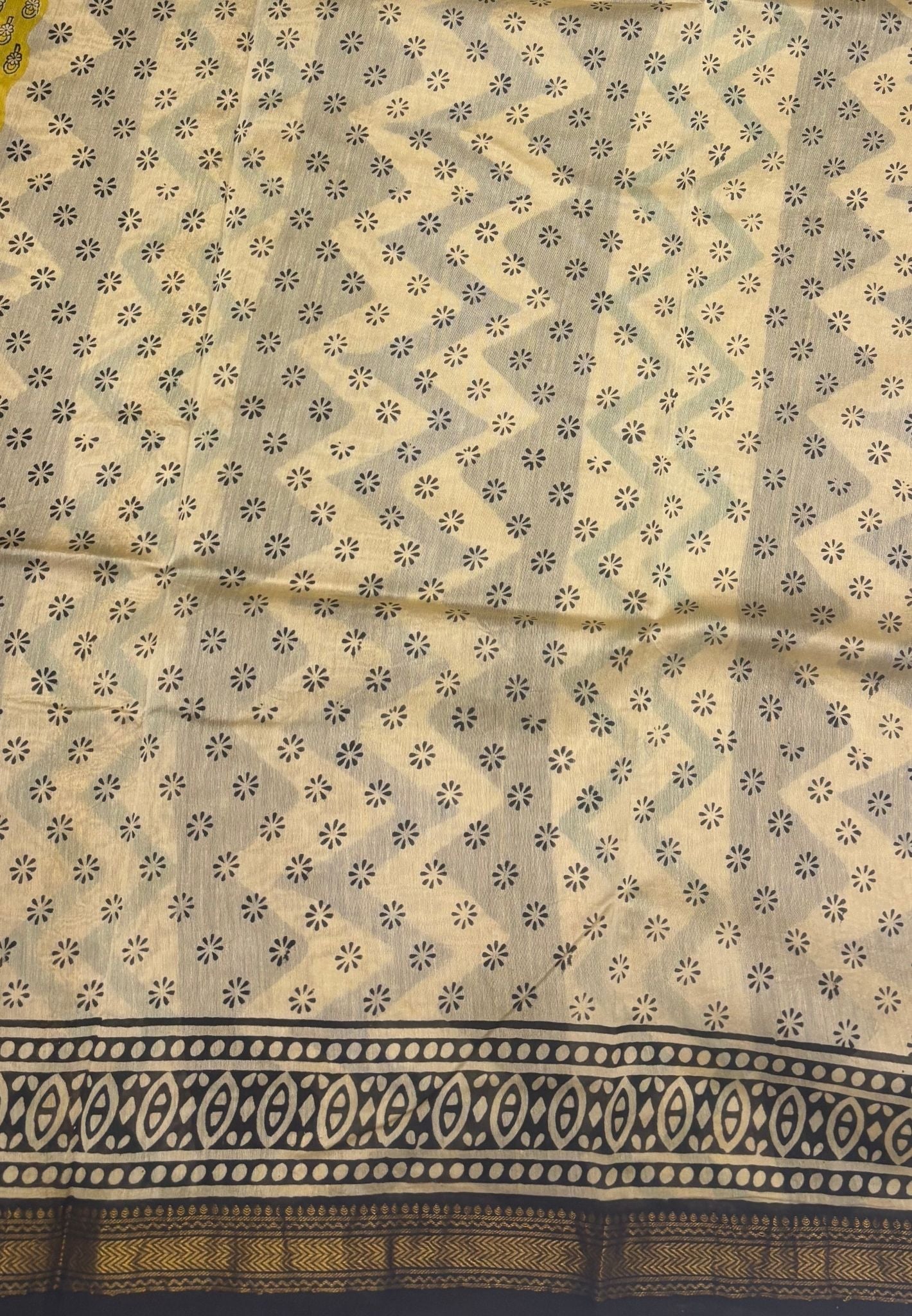 Pure Maheshwari Silk Cotton Saree-Yellow