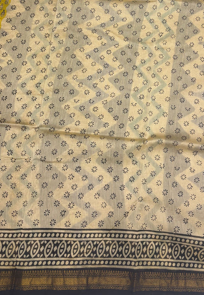 Pure Maheshwari Silk Cotton Saree-Yellow