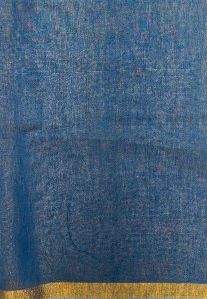 Tissue Silk Saree-Sulphat Blue In Lotus Motif Border