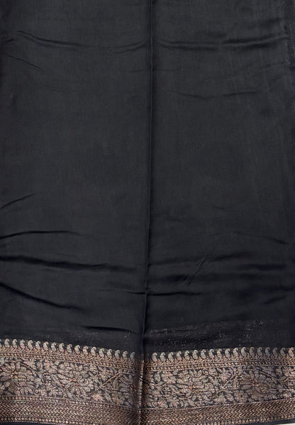 Pure Chanderi Saree-Black in Circle Pattern Border