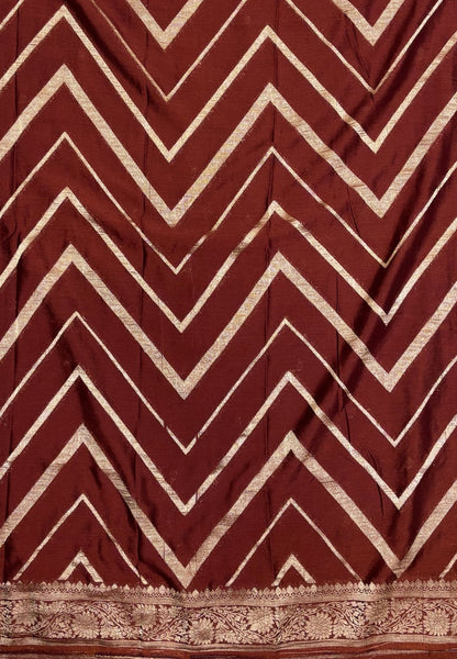 Chinon Silk Saree-Brown with Antique Floral Border