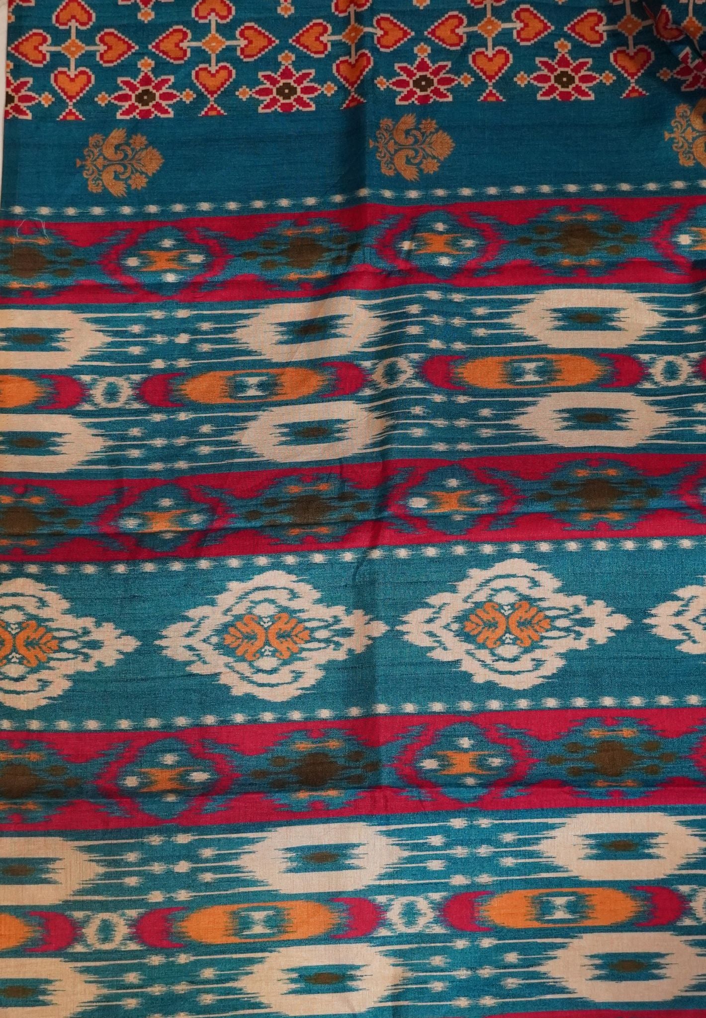 Soft Semi Tussar Saree-Ramar blue with Patola Print