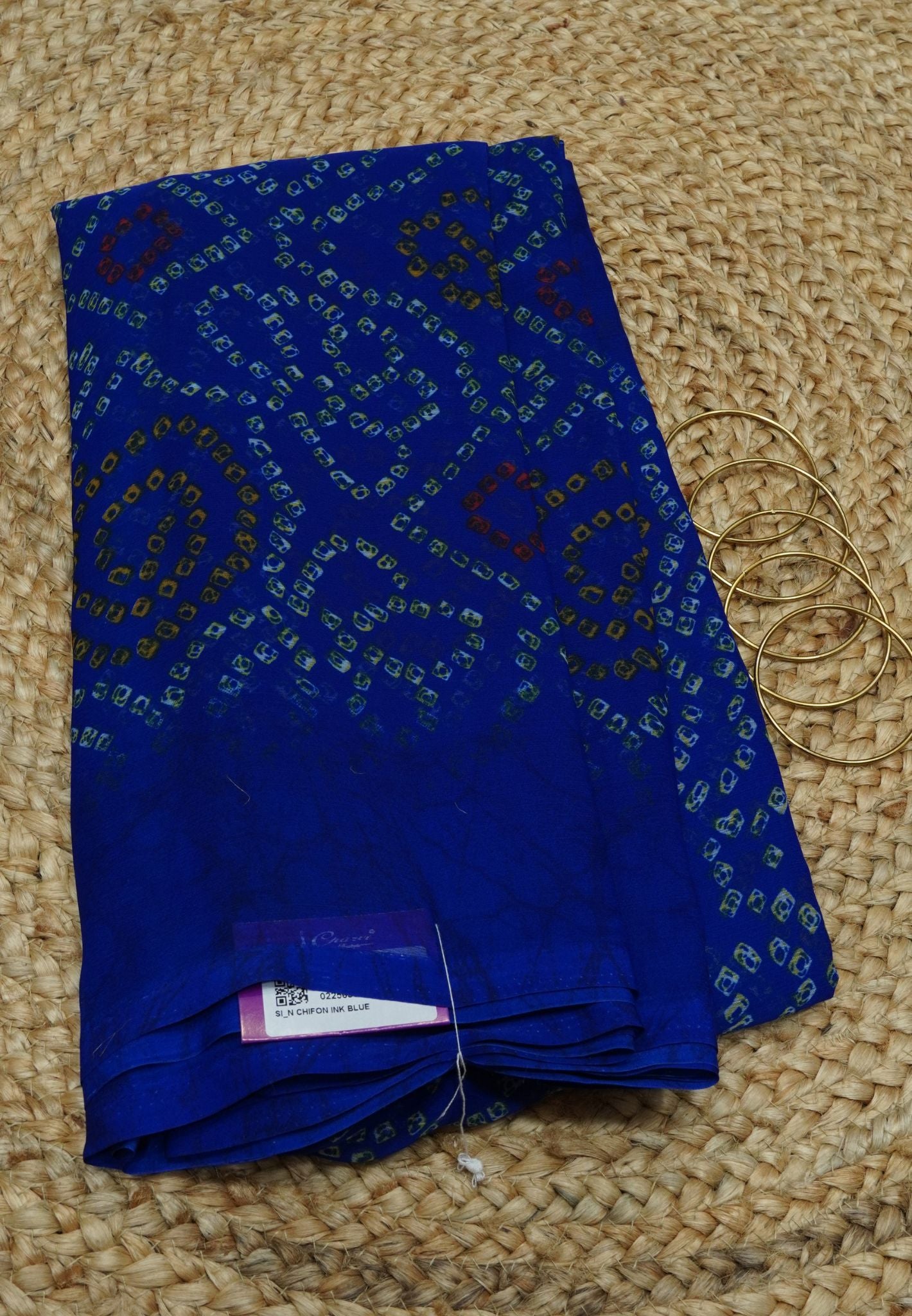Chiffon Saree - Bandhini Ink Blue