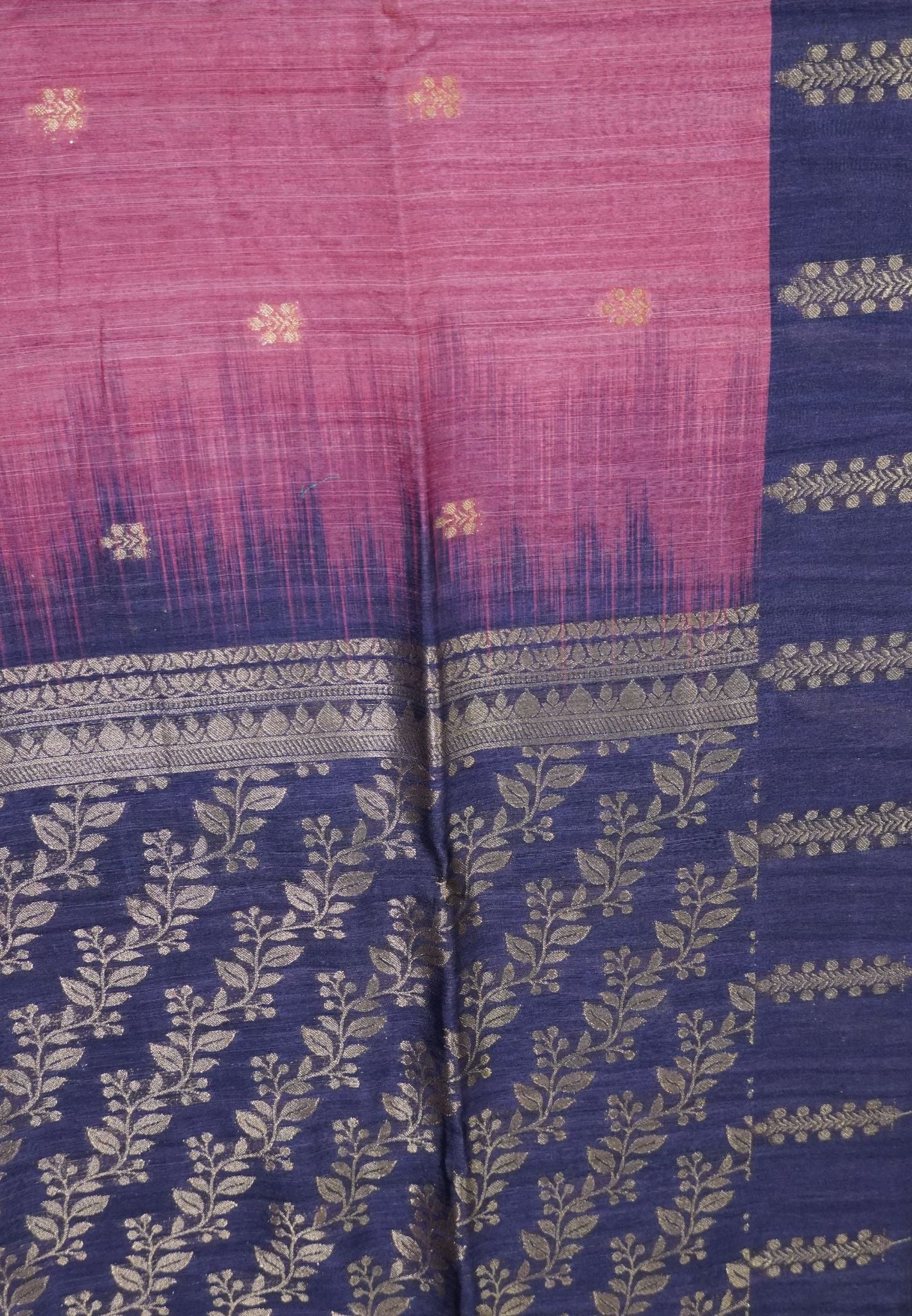 Linen Saree - Pink - Violet