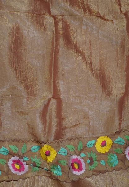 Organza Saree -Light Brown with Floral Border