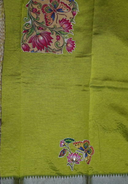 Pure Mangalgiri Silk Saree- Rani Pink with Appliqué Work