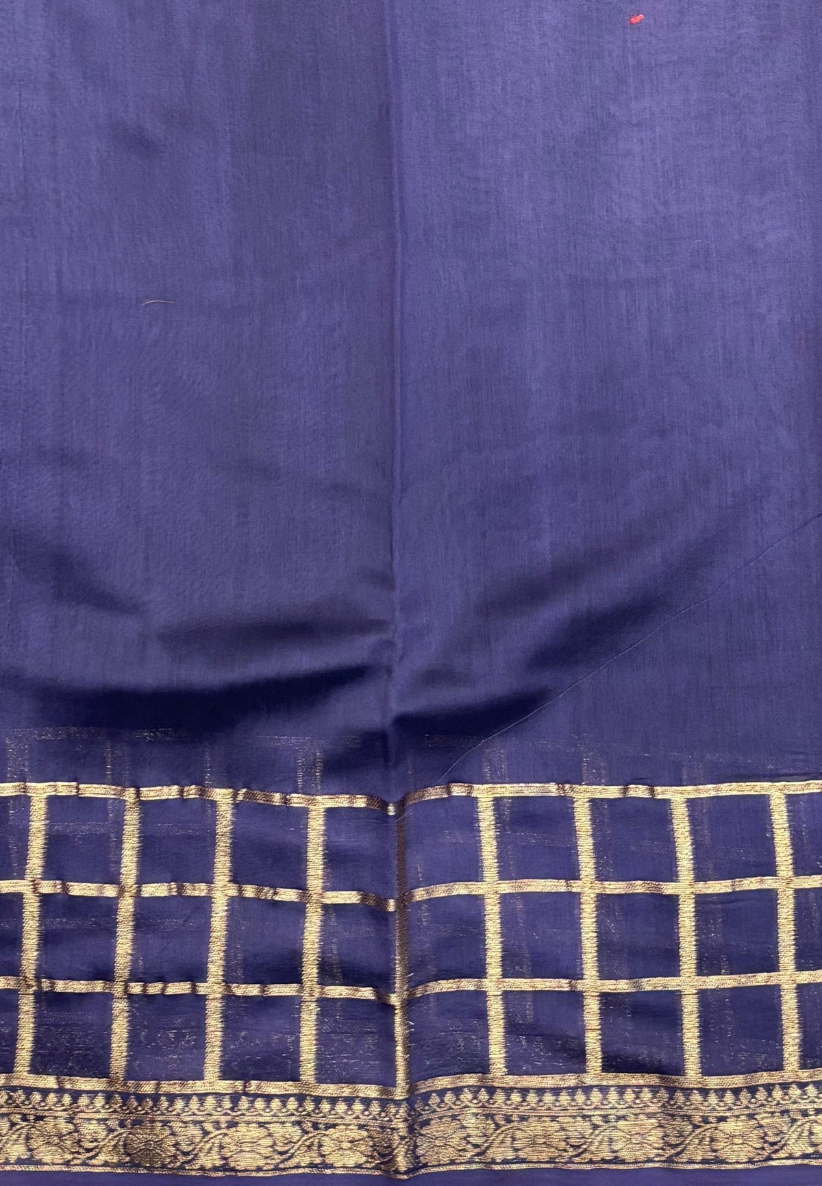 Semi Chinya Silk Saree-Dusty Violet In Checkered Zari Border