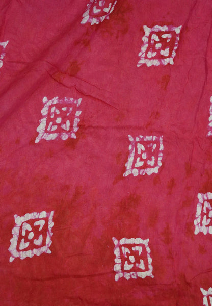 Batik Tussar Saree-Red with Batik Print