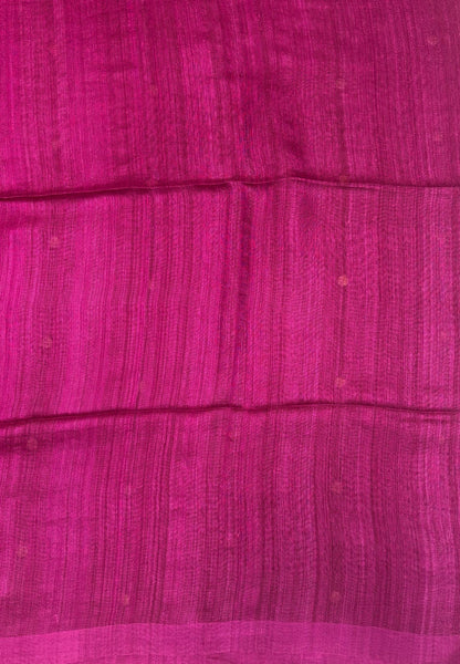 Pure Moonga Cotton Saree-Wine in Coin Butta with Striped Border