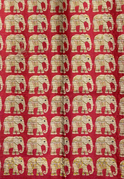 Tussar Saree-Army Green In Elephant Motif Border