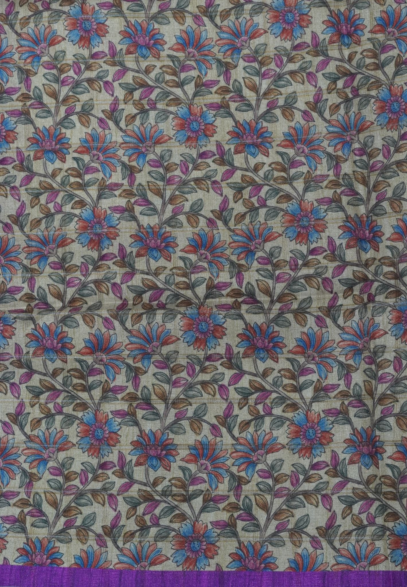 Semi Tussar Saree-Dark Purple