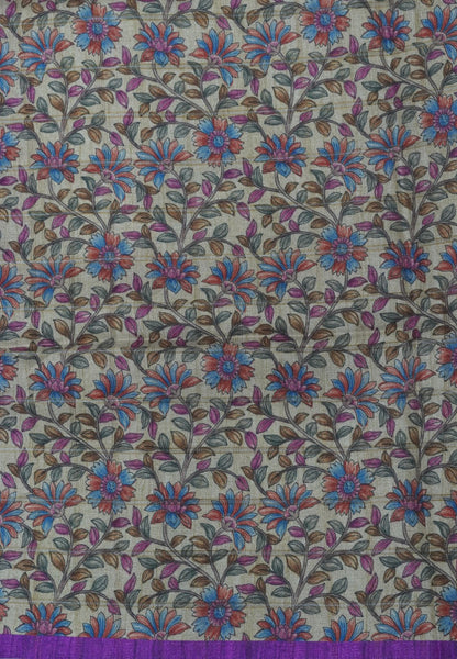 Semi Tussar Saree-Dark Purple