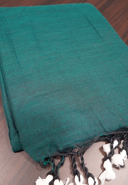 Khadi Cotton Saree - Peacock Green