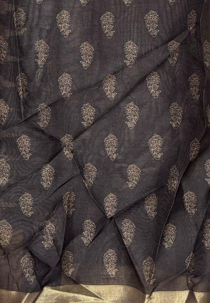 Kota Saree-Beige In Broad Zari Stripe Border