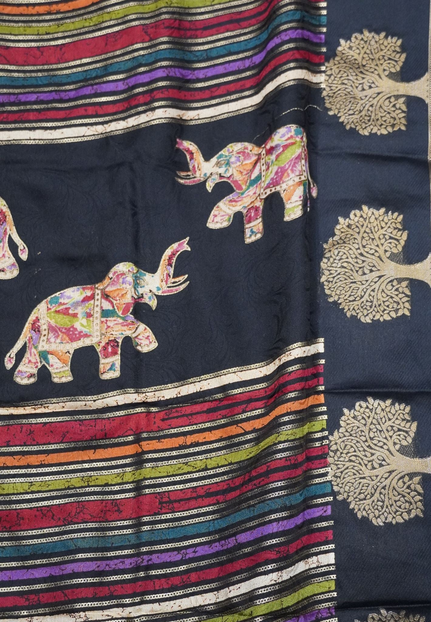 Chiffon Saree-Black with Tree Zari