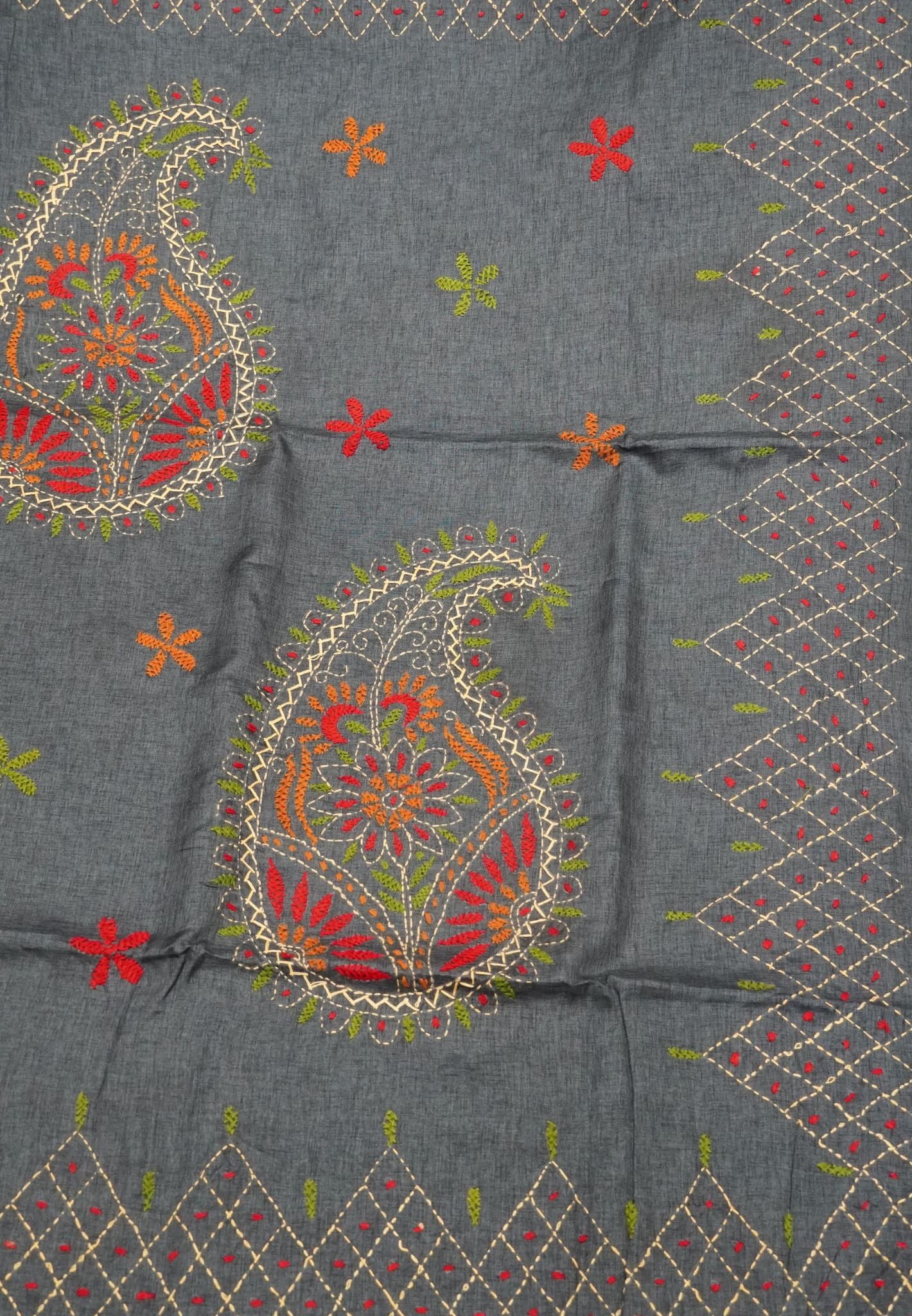 Tussar Saree - Kanta Work Greyish Blue