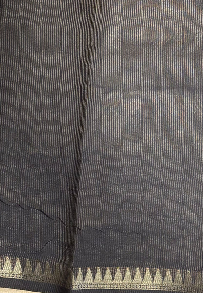 Soft Tussar Saree-Black In Palum Pazhamum Border