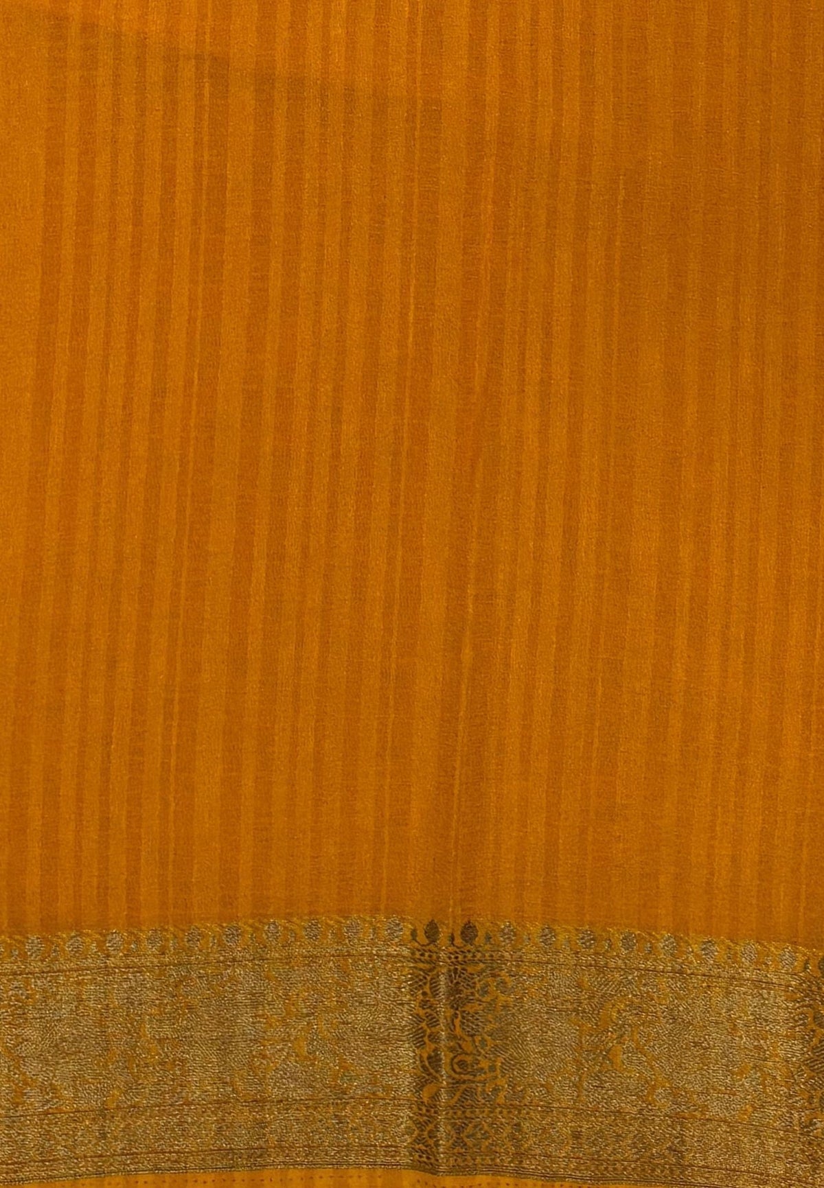 Banarasi Georgette Saree-Mango Yellow with Mini Leaf Butta and Zari Border