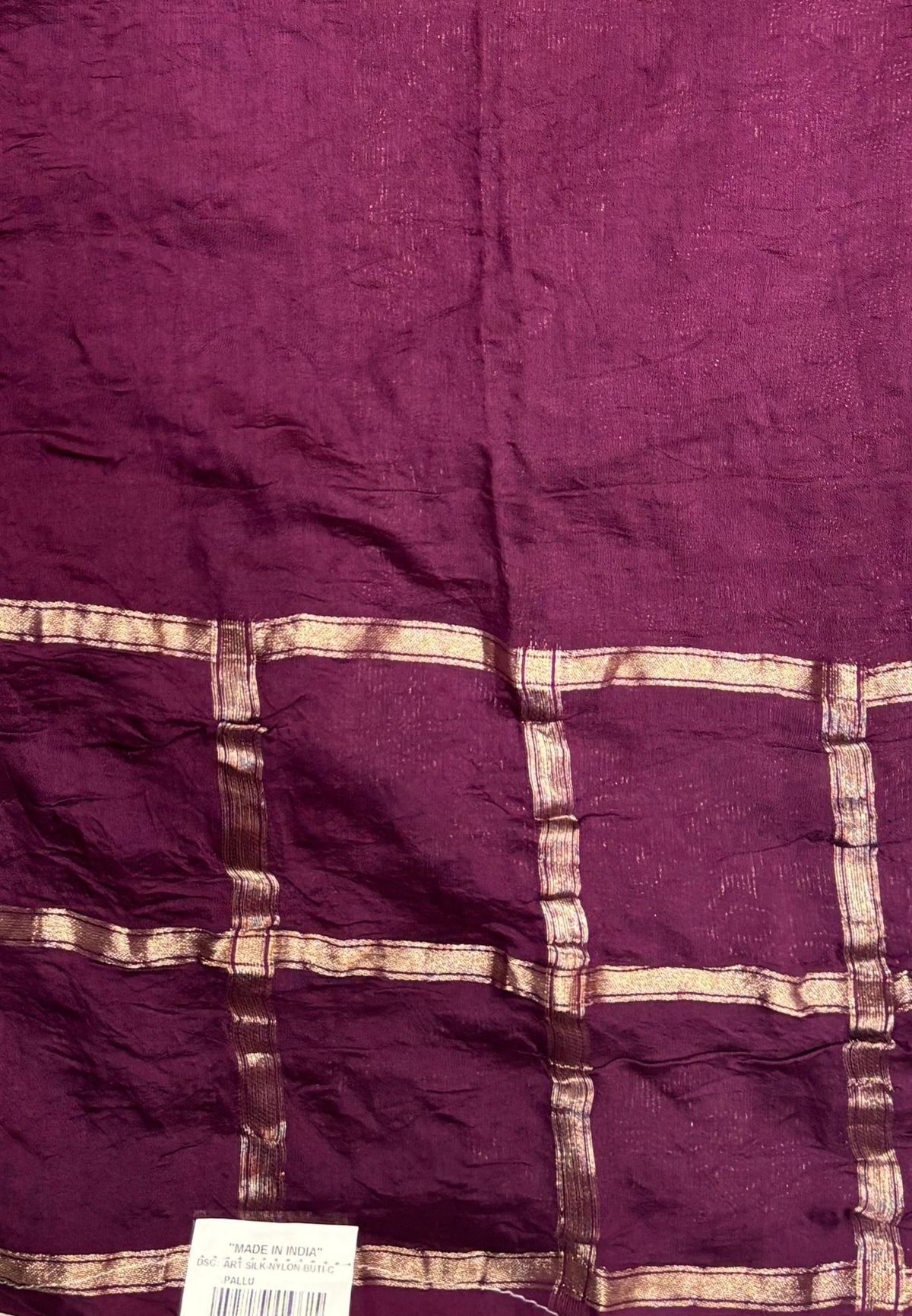 Banarasi Bandeji Saree-Purple in Checked Zari Border